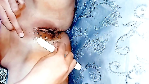 Indian girl strips hairy pussy and washes her hairy pussy