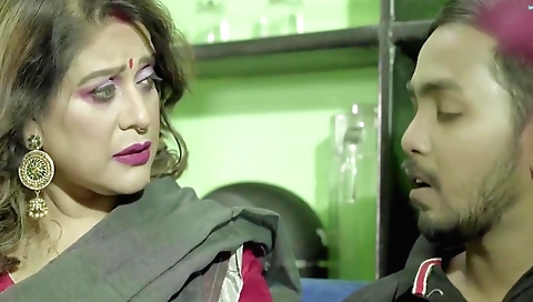 Sexy big-titted brunette fucks her old stepson in a scene