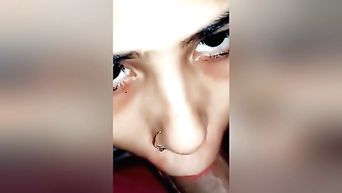 Indian bimbo eats a big cock in her mouth and sucks