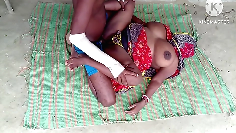 Indian chick with fat boobs plays with her boyfriend's dick