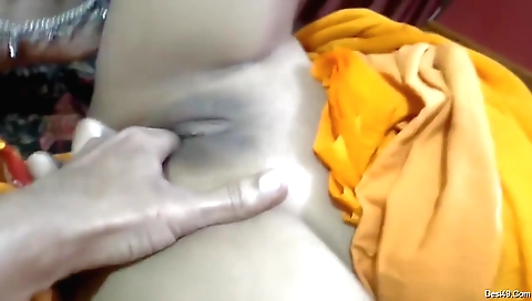 Indian wife is playing with her husband in bed pov video