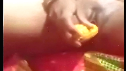 Plastic toy play with fake tits and watching phone vid