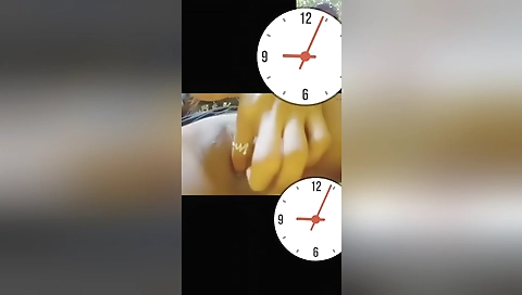 My big boobed brunette in black and white dress clip