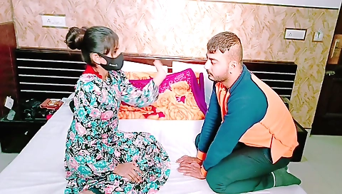 Slender brunette girl giving her slave a hard shove