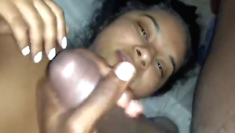 Indian babe in short-sleeved blouse and black panties