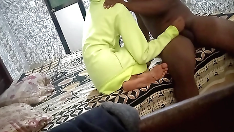 Busty chick in a tight black dress gets handjob and blowjob