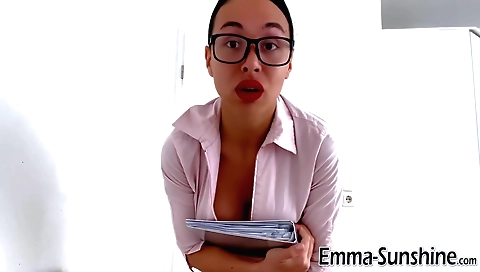 Nasty brunette milf with huge natural tits enjoys riding dildo