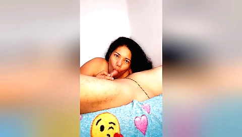 Indian woman with big boobs giving me a wonderful blowjob