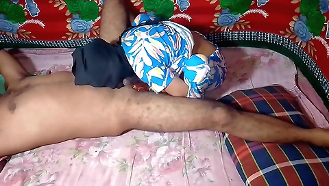 Indian girl with big tits enjoys playing with her boyfriend's dick