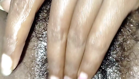 Hot amateur solo video with hairy girl and vibrator