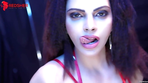 Brunette redhead shows her sexy legs and long legs