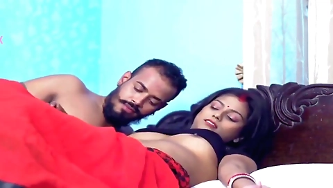 Busty brunette in sexy indian clothes goes out to work