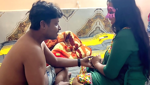 Indian brunette in a hot sex video with her stepbrother