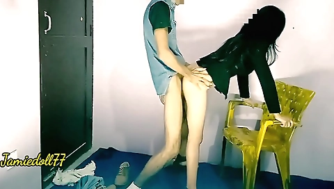 Indian teen with natural boobs is going to be delivered by a boy