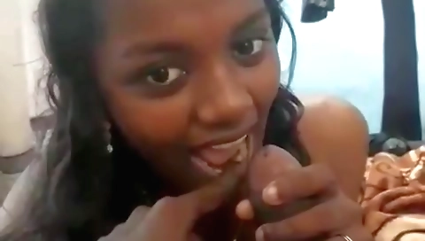 Hot amateur indian brunette with a sexy mouth takes a facial