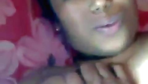 Indian amateur brunette with big tits fucked on the bed