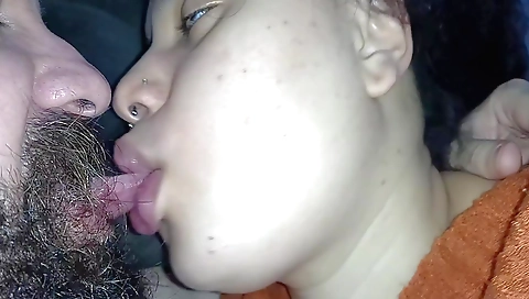 Indian teen has a big natural pussy and her big cock