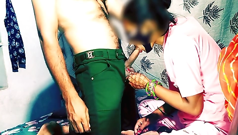 Indian brunette girl sucked hot cock with his boyfriend