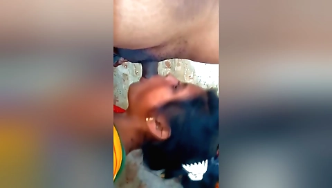 Indian brunette milf sucks her pussy while giving a blowjob