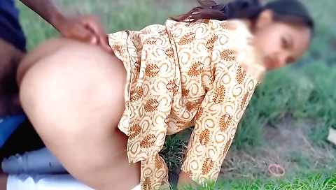 Indian girl is riding a dick in the open air outdoors
