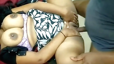 Indian amateur brunette in a white dress and black pants