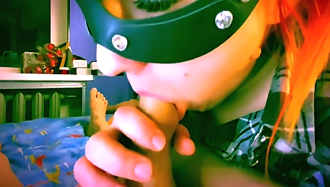 Indian redhead gives a fantastic blowjob to her stepmom