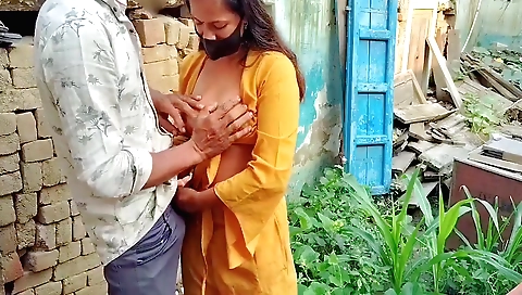 Indian stepsister and her stepbrother have outdoor sex