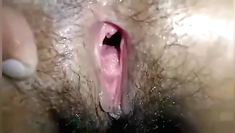 Hot girl with hairy pussy is giving a lecture and blowjob