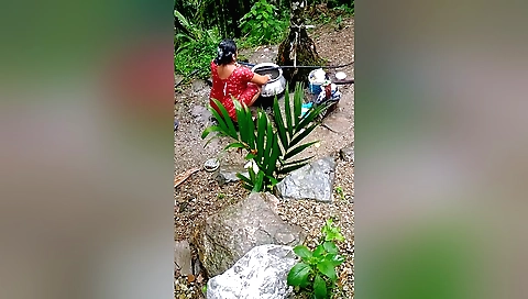 Brunette mature women outdoors enjoys hot sex with man