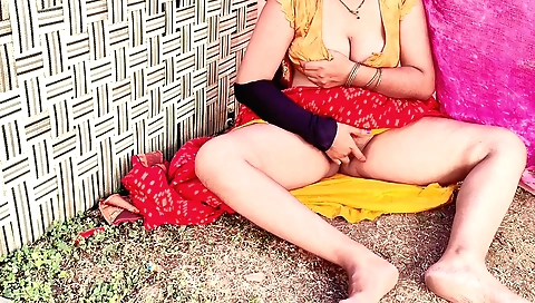 Indian stepmom and her stepson in a beautiful outdoor scene