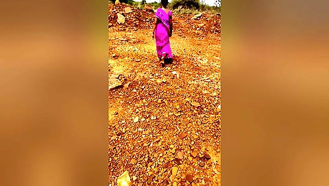 Bimbo in leather is standing outside and looking very good