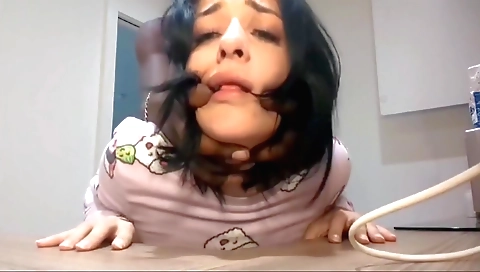 Brunette gets her hole filled by a big cumming shot