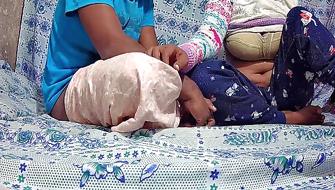 Indian teen with big tits fucks his cock in her ass